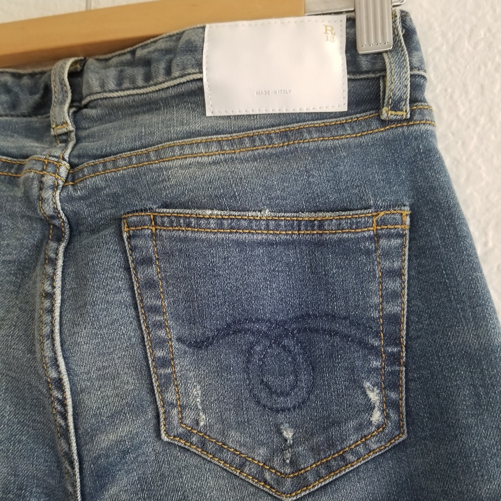 R13 Kate Skinny Distressed Stretchy Jeans Size 27 Mid Wash Blue - Picture 11 of 13